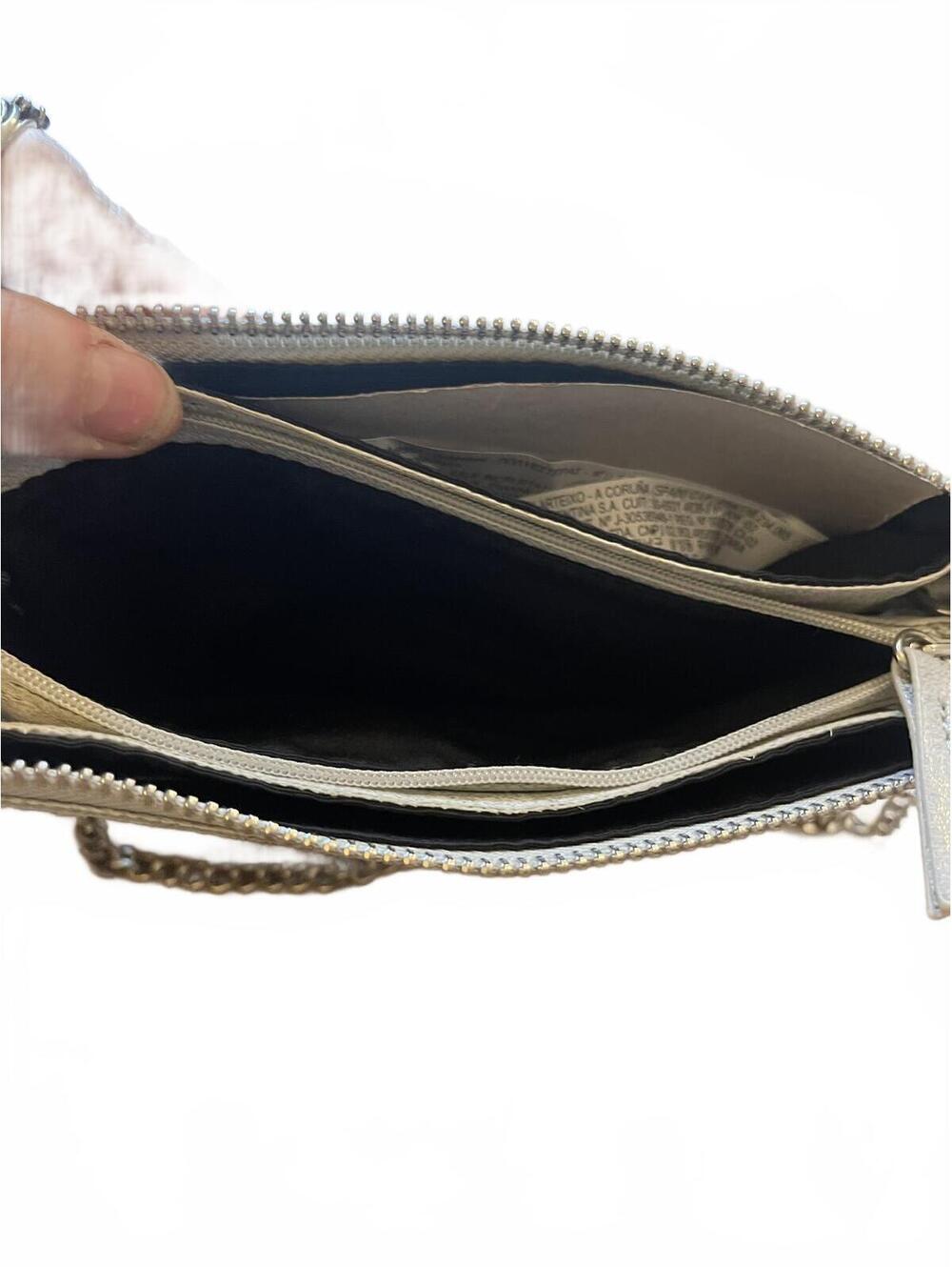 Zara Silver Metallic Chain Shoulder Bag with Stud Detailing - Picture 3 of 5